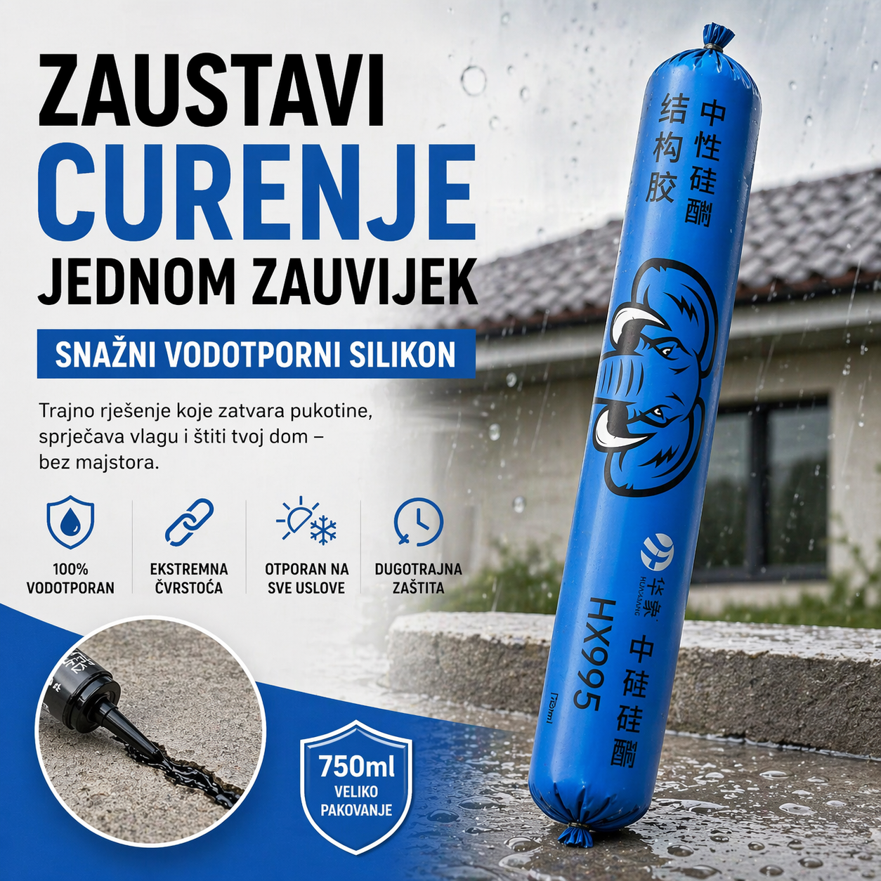 Vodootporni silikon 1+1 GRATIS