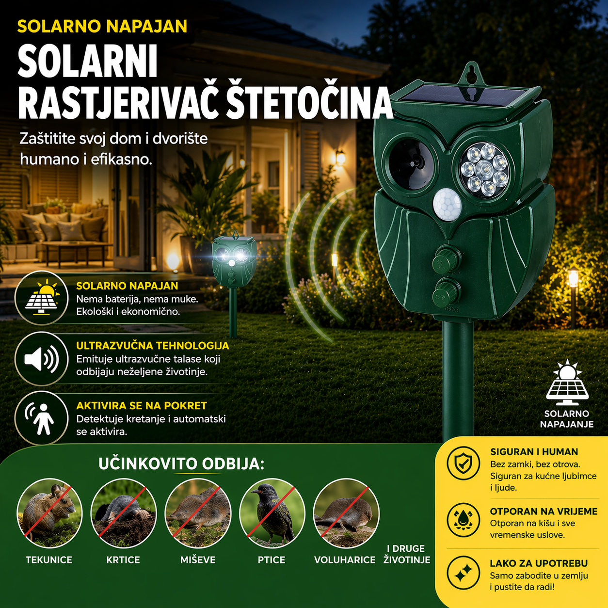 Solarni rastjerivač štetočina - zaštitite vaše dvorište bez hemije
