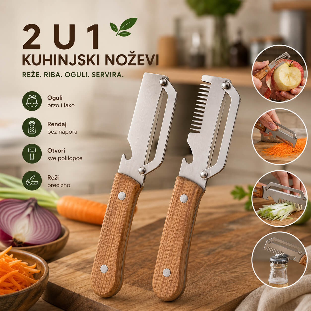 Par kuhinjskih noževa 2u1 za guljenje i rezanje